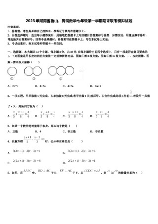 2023年河南省鲁山、舞钢数学七年级第一学期期末联考模拟试题含解析.doc