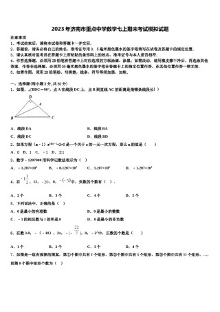 2023年济南市重点中学数学七上期末考试模拟试题含解析.doc