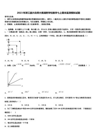 2023年浙江嘉兴北师大南湖附学校数学七上期末监测模拟试题含解析.doc