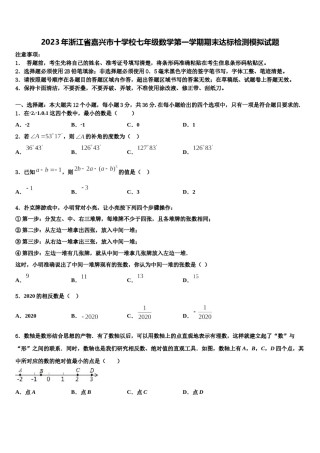 2023年浙江省嘉兴市十学校七年级数学第一学期期末达标检测模拟试题含解析.doc