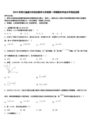 2023年浙江省嘉兴市名校数学七年级第一学期期末学业水平测试试题含解析.doc