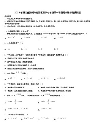 2023年浙江省湖州市南浔区数学七年级第一学期期末达标测试试题含解析.doc
