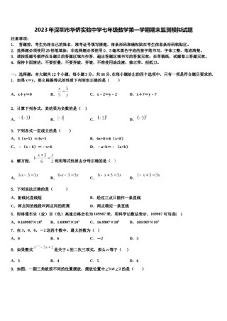 2023年深圳市华侨实验中学七年级数学第一学期期末监测模拟试题含解析.doc