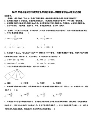 2023年湖北省咸宁市咸安区七年级数学第一学期期末学业水平测试试题含解析.doc