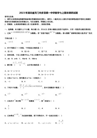 2023年湖北省天门市多宝镇一中学数学七上期末调研试题含解析.doc