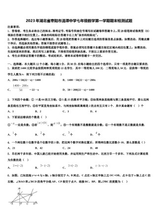 2023年湖北省枣阳市清潭中学七年级数学第一学期期末检测试题含解析.doc