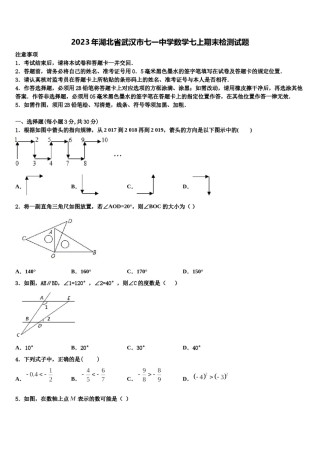 2023年湖北省武汉市七一中学数学七上期末检测试题含解析.doc