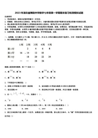 2023年湖北省舞阳中学数学七年级第一学期期末复习检测模拟试题含解析.doc