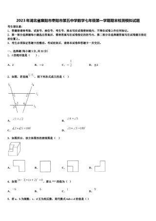2023年湖北省襄阳市枣阳市第五中学数学七年级第一学期期末检测模拟试题含解析.doc