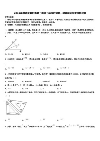 2023年湖北省襄阳市第七中学七年级数学第一学期期末统考模拟试题含解析.doc