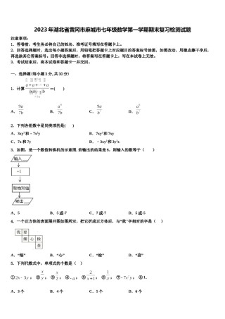 2023年湖北省黄冈市麻城市七年级数学第一学期期末复习检测试题含解析.doc