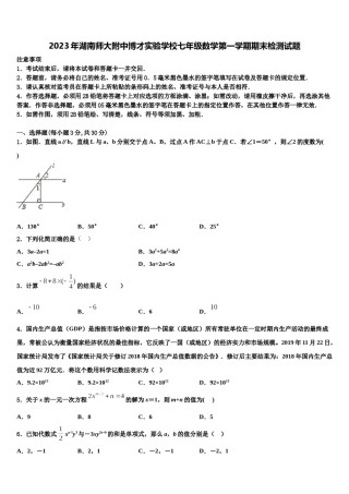 2023年湖南师大附中博才实验学校七年级数学第一学期期末检测试题含解析.doc