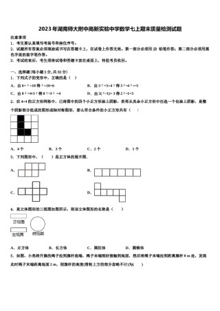 2023年湖南师大附中高新实验中学数学七上期末质量检测试题含解析.doc