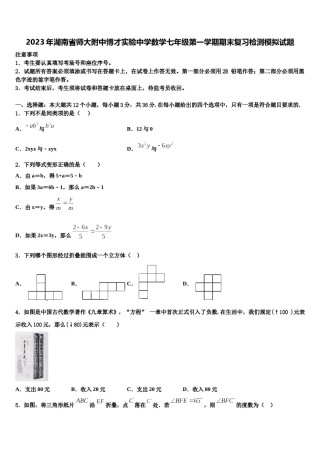 2023年湖南省师大附中博才实验中学数学七年级第一学期期末复习检测模拟试题含解析.doc