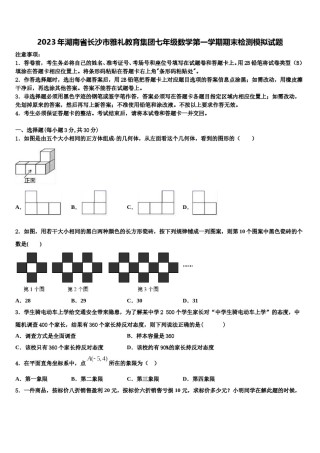 2023年湖南省长沙市雅礼教育集团七年级数学第一学期期末检测模拟试题含解析.doc