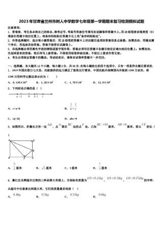 2023年甘肃省兰州市树人中学数学七年级第一学期期末复习检测模拟试题含解析.doc