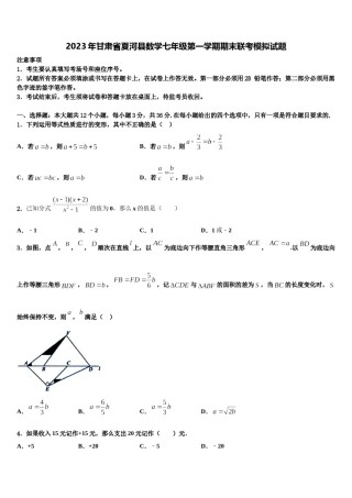 2023年甘肃省夏河县数学七年级第一学期期末联考模拟试题含解析.doc