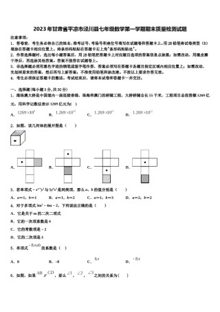 2023年甘肃省平凉市泾川县七年级数学第一学期期末质量检测试题含解析.doc