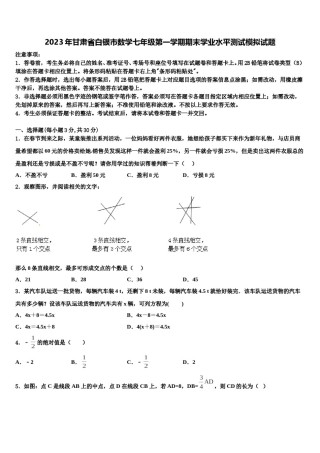 2023年甘肃省白银市数学七年级第一学期期末学业水平测试模拟试题含解析.doc