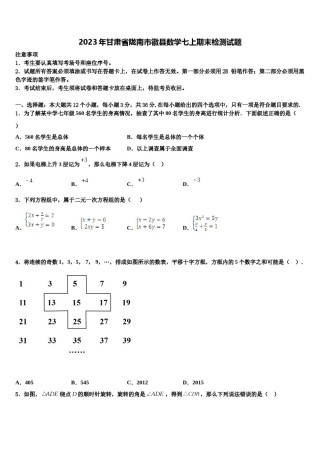2023年甘肃省陇南市徽县数学七上期末检测试题含解析.doc