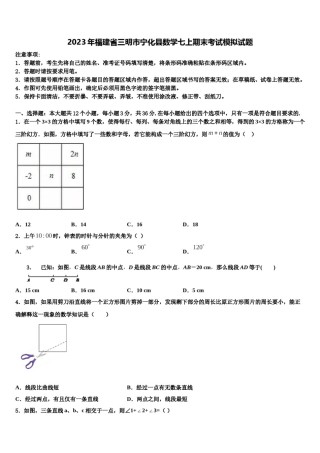 2023年福建省三明市宁化县数学七上期末考试模拟试题含解析.doc