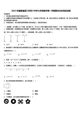 2023年福建省厦门市双十中学七年级数学第一学期期末达标测试试题含解析.doc