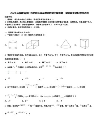2023年福建省厦门市思明区莲花中学数学七年级第一学期期末达标检测试题含解析.doc
