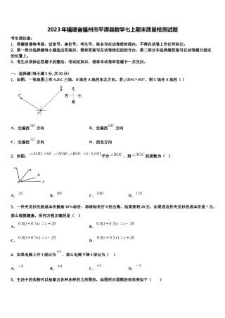 2023年福建省福州市平潭县数学七上期末质量检测试题含解析.doc