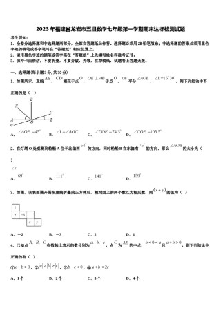 2023年福建省龙岩市五县数学七年级第一学期期末达标检测试题含解析.doc