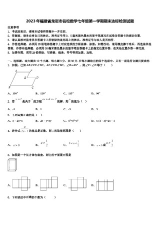 2023年福建省龙岩市名校数学七年级第一学期期末达标检测试题含解析.doc