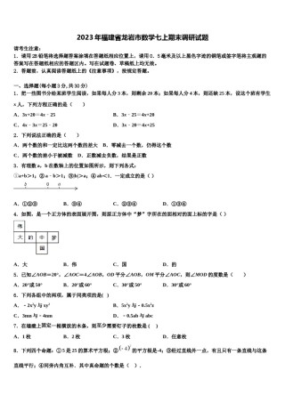 2023年福建省龙岩市数学七上期末调研试题含解析.doc