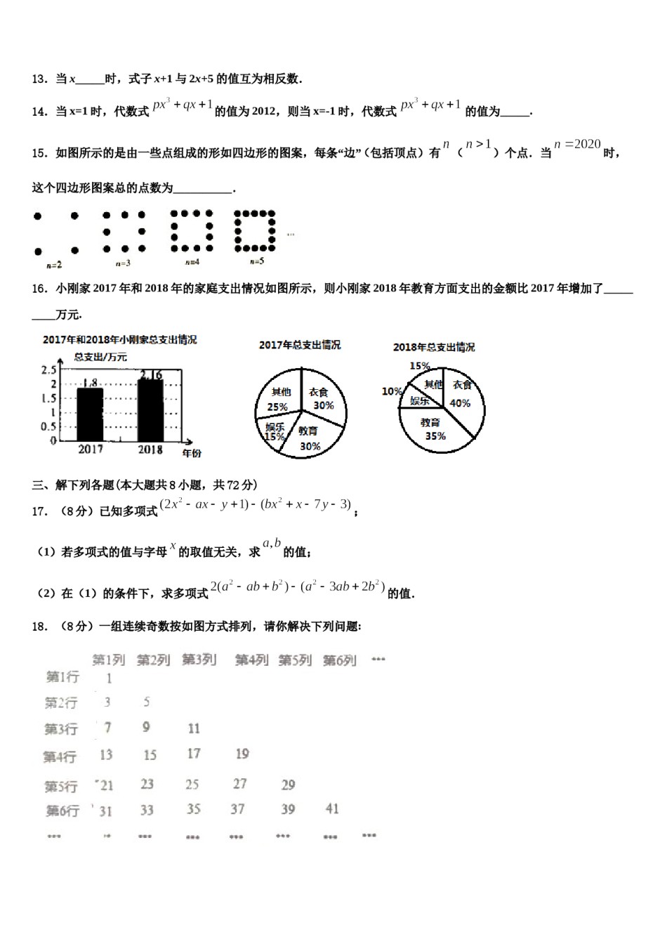 2023年贵州省清镇市卫城中学数学七上期末统考模拟试题含解析.doc_第3页
