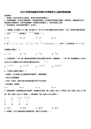 2023年贵州省都匀市第六中学数学七上期末预测试题含解析.doc