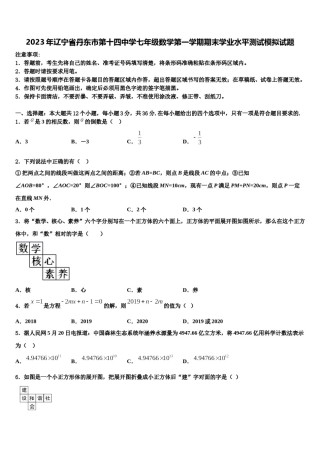 2023年辽宁省丹东市第十四中学七年级数学第一学期期末学业水平测试模拟试题含解析.doc
