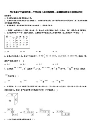 2023年辽宁省沈阳市一三四中学七年级数学第一学期期末质量检测模拟试题含解析.doc