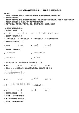 2023年辽宁省灯塔市数学七上期末学业水平测试试题含解析.doc