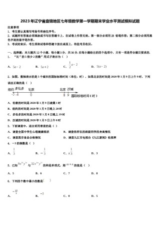 2023年辽宁省盘锦地区七年级数学第一学期期末学业水平测试模拟试题含解析.doc
