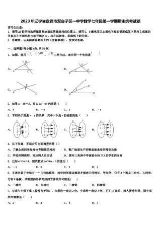 2023年辽宁省盘锦市双台子区一中学数学七年级第一学期期末统考试题含解析.doc