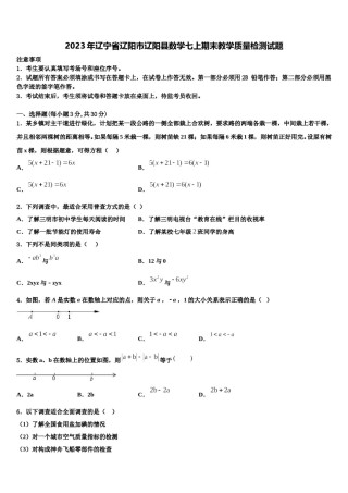 2023年辽宁省辽阳市辽阳县数学七上期末教学质量检测试题含解析.doc