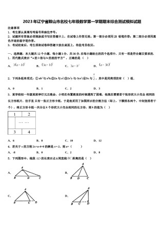 2023年辽宁省鞍山市名校七年级数学第一学期期末综合测试模拟试题含解析.doc