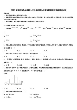 2023年重庆市九龙坡区七校联考数学七上期末质量跟踪监视模拟试题含解析.doc