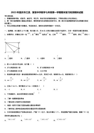 2023年重庆市江津、聚奎中学数学七年级第一学期期末复习检测模拟试题含解析.doc