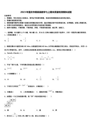 2023年重庆市铜梁县数学七上期末质量检测模拟试题含解析.doc