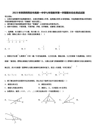 2023年陕西师西安市高新一中学七年级数学第一学期期末综合测试试题含解析.doc