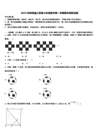 2023年陕西省三原县七年级数学第一学期期末调研试题含解析.doc