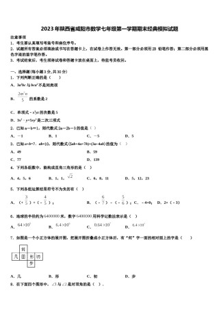 2023年陕西省咸阳市数学七年级第一学期期末经典模拟试题含解析.doc