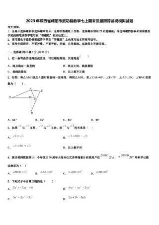 2023年陕西省咸阳市武功县数学七上期末质量跟踪监视模拟试题含解析.doc