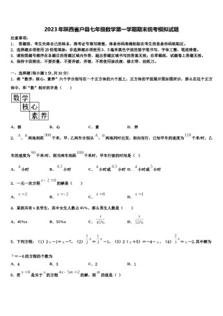 2023年陕西省户县七年级数学第一学期期末统考模拟试题含解析.doc