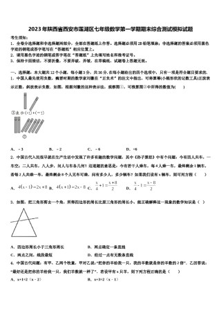 2023年陕西省西安市莲湖区七年级数学第一学期期末综合测试模拟试题含解析.doc