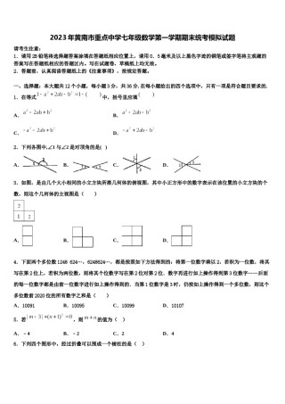 2023年黄南市重点中学七年级数学第一学期期末统考模拟试题含解析.doc